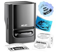 Nelko Bluethooth PM220 Machine à étiqueter avec ruban adhésif, imprimante thermique portable de 5,1 cm pour petites entreprises, adresses, logo, vêtements, autocollants pour téléphones et PC, noir