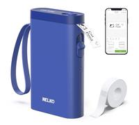 Nelko Étiqueteuse avec ruban adhésif, imprimante d'étiquettes Bluetooth P21, mini étiqueteuse sans fil avec plusieurs modèles pour l'école, le bureau, la maison, bleu