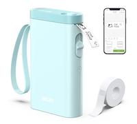 Nelko Étiqueteuse avec ruban adhésif, imprimante d'étiquettes Bluetooth P21, mini étiqueteuse sans fil avec plusieurs modèles pour l'école, le bureau, la maison, cyan