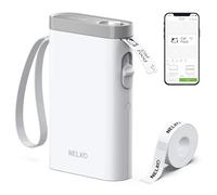 Nelko P21 Étiqueteuse Autocollantes, Imprimante Portable, 1 Rouleau, Blanc | 203 DPI, Bluetooth iOS/Android, rechargeable, 1 rouleaux thermiques inclus, Maison/bureau, 90+ polices, 450+ modèles
