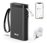 Nelko P21 Étiqueteuse Autocollantes, Imprimante Portable, 1 Rouleau, Noir | 203 DPI, Bluetooth iOS/Android, rechargeable, 1 rouleaux thermiques inclus, Maison/bureau, 90+ polices, 450+ modèles