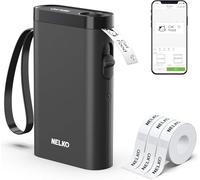 Nelko P21 Étiqueteuse Bluetooth portable, imprimante d'autocollants sans fil avec plusieurs modèles pour l'organisation et le stockage de la maison, du bureau, avec 3 rouleaux de ruban thermique (14 x