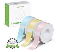 Nelko P21 Étiquettes autocollantes pour écrire, 12x40 mm, imprimante d'étiquettes en papier thermique pour maison, bureau, petites entreprises, 3 rouleau de 180 étiquettes/rouleau (Jaune/Bleu/Rose)