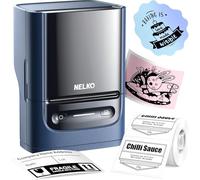 Nelko PM220 Étiqueteuse avec ruban, imprimante d'étiquettes Bluethooth, 5 cm, imprimante thermique portable pour petites entreprises, adresse, logo, vêtements, imprimante d'autocollants pour