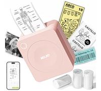 Nelko Imprimante d'autocollants PM230 Mini imprimante Bluetooth portable avec 3 rouleaux de papier, rose, 1 paquet