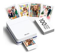Nelko PP01 Imprimante photo portable avec 100 feuilles de papier et cartouche d'encre, impression photo instantanée à dos adhésif pour iOS/Android, mini imprimante de poche avec application d'édition