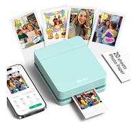 Nelko PP01 Mini Imprimante Photo Portable,Vert,1 Machine + 20 Feuilles | Impresión color HD resistente agua/manchas, Compatible iOS/Android Bluetooth, Ideal viajes, scrapbook, regalos