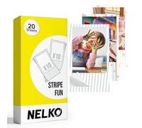 Nelko PP01 Papier Photo Autocollant 52,3x90mm, 20 Feuilles, Stripe Fun