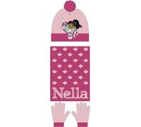 Nella Baby Set d'hiver Bonnet avec écharpe et gants 46/48 pour enfants Pompon rose