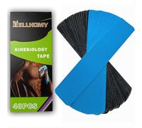 NELLHOMY 40Pcs Kinesiology Tape Prédécoupé, 5cm X 25CM Elastique Kinesio Tape Genou, Strap Sport, Bande de Kinesiologie de Sport pour les Muscles Soutien Musculaire, Noir+Blue