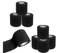 NELLHOMY 8 Rouleaux Bandage Autoadhésif, Bandes Adhésifs Extensibles, Pansement Adhésif pour Premiers Secours,les Tissus Adhésifs Respirants Pour Animal, Doigts,Main,Orteils,Pieds, 5cm x 4,5m,Noir