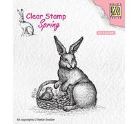 Nellie's Choice Lapin de Pâques transparent 6,1 x 2,6 (6,1 x 6,5) - scrapbooking, fabrication de cartes - artisanat en silicone - pour bloc acrylique et plate-forme d'estampage
