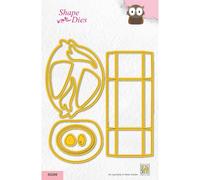 Nellie's Choice Matrice de Découpe Hibou-Boîte Couvercle-10 Pcs de 13,8 x 12 cm-Contenant Dragées-Cutting Dies pour Cadeaux de Noël, Anniversaire, Mariage, Jaune, 138 x 120mm