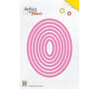 Nellie's Choice Matrice de Découpe Ovale-7 Multi Frame 11,7 x 9 cm Matériel-Cutting Dies pour Scrapbooking Accessoires, Cartes et Décorations, Métal, Rose