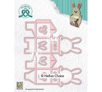 Nellie's Choice Matrice de Découpe Pâques Couvercle-Boîte Lapin de Pâques-13,5 7 Pcs-Contenant Dragées-Cutting Dies pour Cadeaux de Noël, Anniversaire, Mariage, Rose, 13,5 x 11,5 cm