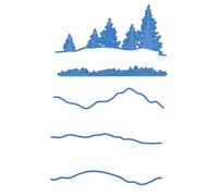 Nellie's Choice Matrice de Découpe Sapins et Montagnes - 5 Pcs de 15,2 x 7 cm - Scrapbooking Matériel - Cutting Dies pour Scrapbooking Accessoires, Cartes et Décorations