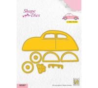 Nellie's Choice Matrice de Découpe Voiture-13 Pcs de 8 x 7,5 cm Matériel-Cutting Dies pour Scrapbooking Accessoires, Cartes et Décorations, Jaune, 80x75mm