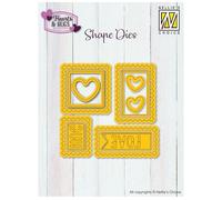 Nellie's Choice Matrices de Découpe - Timbres avec Cœurs - 11 Pcs de 3 x 3 cm à 4 x 4 cm - Scrapbooking Matériel et Accessoires pour Loisirs Créatifs - Cutting Dies pour Cartes