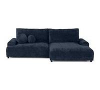 Nelly - canapé d'angle droit 4 places convertible avec coffre en velours texturé - Bleu Bleu G