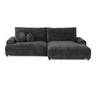 Nelly - canapé d'angle droit 4 places convertible avec coffre en velours texturé - Gris Anthracite Gris Anthracite G