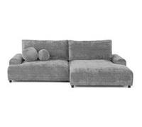 Nelly - canapé d'angle droit 4 places convertible avec coffre en velours texturé - Gris Gris G