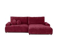 Nelly - canapé d'angle droit 4 places convertible avec coffre en velours texturé - Prune
