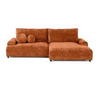 Nelly - canapé d'angle droit 4 places convertible avec coffre en velours texturé - Rouille Rouille G