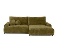 Nelly - canapé d'angle droit 4 places convertible avec coffre en velours texturé - Vert Olive Vert Olive G
