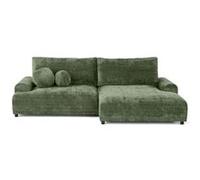 Nelly - canapé d'angle droit 4 places convertible avec coffre en velours texturé - Vert sauge Vert sauge G