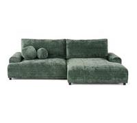 Nelly - canapé d'angle droit 4 places convertible avec coffre en velours texturé - Vert