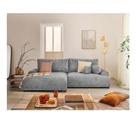 Nelly - canapé d'angle gauche 4 places convertible avec coffre en velours texturé - Gris Gris