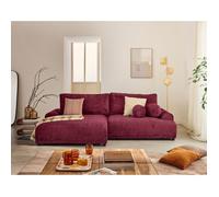 Lisa Design - Nelly - canapé d'angle Gauche 4 Places Convertible avec Coffre en Velours texturé, Prune