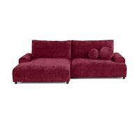 Nelly - canapé d'angle gauche 4 places convertible avec coffre en velours texturé - Prune