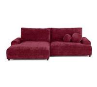 Nelly - canapé d'angle gauche 4 places convertible avec coffre en velours texturé - Prune Prune G