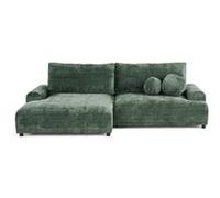Nelly - canapé d'angle gauche 4 places convertible avec coffre en velours texturé - Vert Vert G