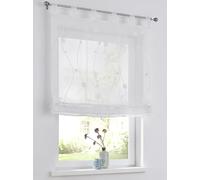 Nelly store romain blanc avec passants moderne brodé store semi-transparent, polyester facile d'entretien de taille 100 x 140 cm