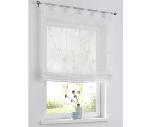 Nelly store romain blanc avec passants moderne brodé store semi-transparent, polyester facile d'entretien de taille 100 x 140 cm