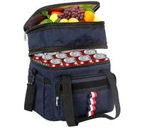Neloheac 20L Glaciere Isotherme avec Double Pont Pliable, Sac Pique Nique 2 Couches 12+Heures pour Hommes Femmes, Sac Refrigerante de Camping Randonnée Plage Voyage, Bleu Marine