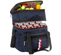 Neloheac 20L Glaciere Isotherme avec Double Pont Pliable, Sac Pique Nique 2 Couches 12+Heures pour Hommes Femmes, Sac Refrigerante de Camping Randonnée Plage Voyage, Bleu Marine