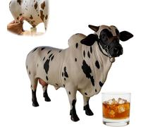 Nelore Bull Distributeur de liqueur fabriqué à la main avec base en bois pour les shots, distributeur amusant de bouteille d'alcool avec base stable, récipient de boisson multifonction