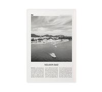 Nelson Bay Toile murale décorative rétro avec carte de ville de l'Australie, noir et blanc, Nouvelle-Galles du Sud, paysage de voyage, 50 x 75 cm
