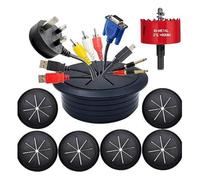 Nelsonerty 6PCS Cache-Câble TV 2-3/8pouce (60mm) dans Le Kit de Gestion des Câbles Muraux Cache-Câble pour Téléviseur Mural Scie Cloche Fixation pour Perceuse B