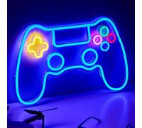 NELUX Neon LED Gaming Manette, Gamer Decoration Chambre Murale Lampe, Accessoire Gaming Room Deco Setup Ado, Enseigne Lumineuse Cadeau. Connexion USB avec Variateur de Luminosité.
