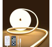 NELUX Neon Ruban LED Exterieur 2m, Bande Lumineuse LED Etanche Blanc Chaud 2700K, Bandeau Néon Tube Flexible Murale, Enseigne Lumineux Decoration Chambre. Comprend Télécommande et Alimentation 24V