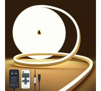 NELUX Neon Ruban LED Exterieur 5 mètres, Bande Lumineuse LED Etanche Blanc Chaud, Bandeau Néon Tube Flexible Murale, Enseigne Lumineux Decoration Chambre Strip. Comprend Télécommande et Alimentation 1