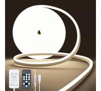 NELUX Neon Ruban LED Exterieur 5m, Bande Lumineuse LED Etanche Blanc Neutre 4000K, Bandeau Néon Tube Flexible Murale, Enseigne Lumineux Decoration Chambre. Comprend Télécommande et Alimentation 24V