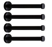 NELXULAS Lot de 4 crochets muraux classiques en acier inoxydable noir très résistant, crochets pour serviette de bain, porte-manteau, sac à main (20,3 cm)