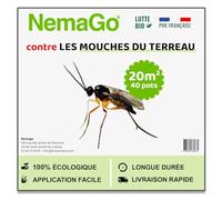 Nemago - Nematodes Mouches Terreau SF (10 Millions) - Traitement Biologique Moucherons Interieur - 40 Plantes - 20m² - Efficace sur Larves et Pupes - Sécurité Humaine et Animale - Utilisation Facile