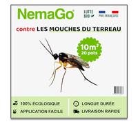 Nemago - Nematodes Mouches Terreau SF (5 Millions) - Traitement Biologique Moucherons Interieur - 20 Plantes - 10m² - Efficace sur Larves et Pupes - Sécurité Humaine et Animale - Utilisation Facile