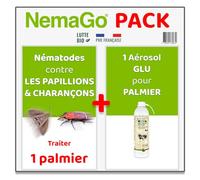 Nemago® - Nématodes Traitement contre le Papillon du Palmier et le Charançon Rouge - Traiter 1 Palmier - Lutte biologique - Anti vers et larves (+ Glu palmier)